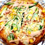 冷凍のピザクラフトで☆春野菜たっぷりピザ